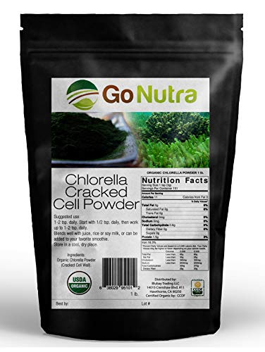 Chlorella Powder 1 lb Organic, raw, Non-GMO. 100% Pure Cracked Cell Wall Green Superfood High Protein Chlorophyll for Smoothie Vegan Supplement