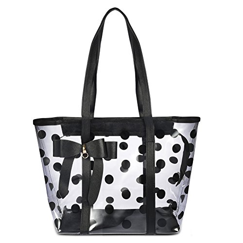 Vbiger Clear Tote Bag With Zipper 2 In 1 Waterproof Handbag (Black) For