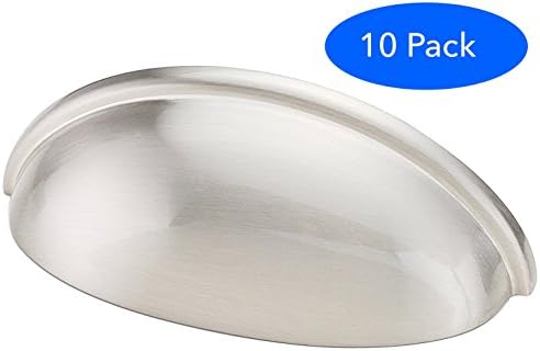 Wood Grip Aviano Collection - Modern and Sleek Cabinet Hardware Cup Pull (Satin Nickel)