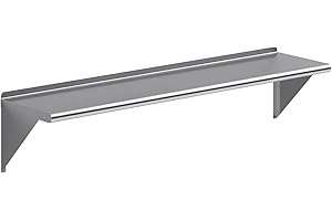 Express KitchQuip NSF Certified 18 Gauge Heavy Duty Stainless Steel Wall Shelf with Brackets for Kitchens, Utility Rooms, Storage, Offices & Home (60" x 14")