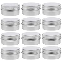 INTVN Aluminum Jars Mini Metal Tins Round Storage Cans with Screw Lid for Candle Spices Tea Sample Salves Cosmetic Slime Containers, 30ML/ 1oz, 12 Pack