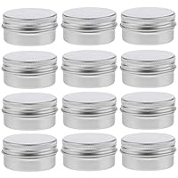 INTVN Aluminum Jars Mini Metal Tins Round Storage Cans with Screw Lid for Candle Spices Tea Sample Salves Cosmetic Slime Containers, 30ML/ 1oz, 12 Pack