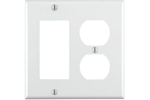 Leviton Device Combination Wallplate, 2-Gang 1-Duplex 1-Decora/GFCI, Standard Size, Thermoset, Device Mount, 80455-W, White