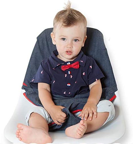 Zerich Portable Infant Safety Easy Seat, Travel High Chair Baby Feeding Booster Safety Seat, Soft Safety Chair Belt for Toddlers and Children #3360 (Denim)