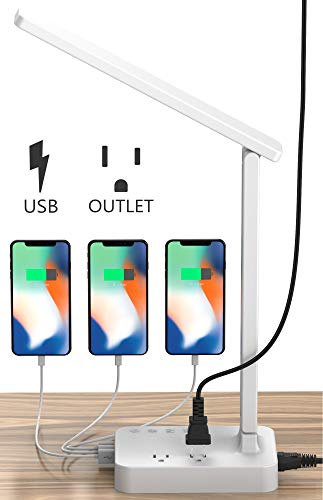Drevet LED Desk Table Lamp with 3 USB Charging Port and 2 AC Power Outlet, 3 Color Model, 3 Level Brightness, Touch Dimmer Control,1h Timer, Memory Function,Eye-Caring Office Foldable Lamp,Night Light - Thumbnail 7