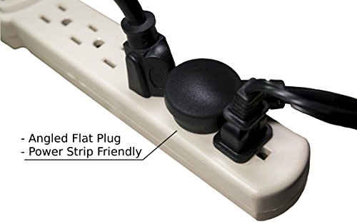 image for Barium Electric 10 Ft Extension Cord Angled Plug Black 10 Foot | 3 Out