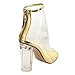 X2B FG97 Women's Ankle High Peep Toe Lucite Heel Bootie Sandals