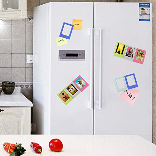 YUESUO Refrigerator Magnets for Polaroid Photos Multi-Shape Magnetic Picture Frame 3.3 x 2.16 inch Plastic Refrigerator Photo Insert Holder for Fridge Office Cabinet Locker 10 Pack