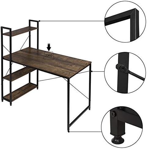 EUGAD Escritorio de Ordenador con 3 Estantes Escritorio para