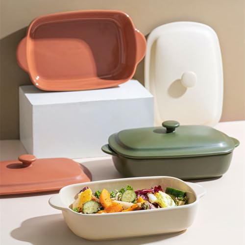 TUSIMI Ceramic Casserole Dish with Lid,33oz Covered Rectangular Baking Dish with Lid,Deep Casserole Cookware Bakeware,Oven Safe and Dishwash Safe
