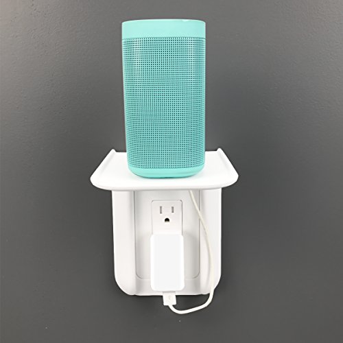 Okela Outlet Shelf Power Perch, A Space Saving Solution Charging Shelf for Anything Up to 7lbs Built In Cable Channel, Easy to Install, Ideal For Smart Home Speakers Cell Phone etc. (White)