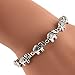 HZMAN Vintage Style Silver Plated Alloy My Lucky Elephant Bracelet, Resizable