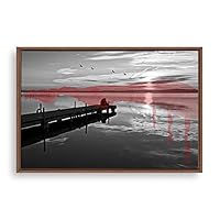 Framed Canvas Wall Art Black and White Scenery Canvas Prints Home Artwork Decoration for Living Room,Bedroom - 16x24 inches