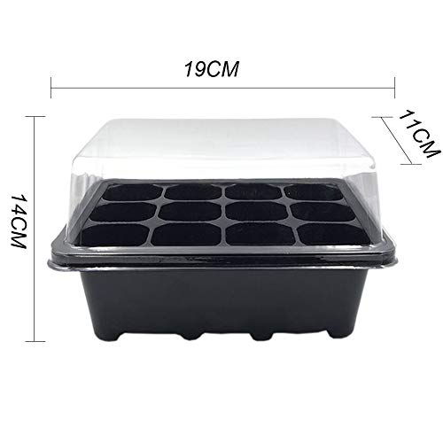 BeGrit 12-Cell Seed Tray Plant Germination Trays 4 Pack Seed Propagator Tray Set Cavity Insert Starter Trays Plant Starter Kit (19cmx11cmx14cm) with Plastics Plant Label for Greenhouse