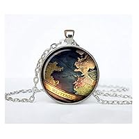 A2ZPlusmore Game of Thrones MAP Bezel Pendant Necklace Silver Plated AMZN29