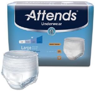 Absorbent Underwear, Attends Adult Pull On Disposable Moderate Absorbency Absorbent Underwear for Men and Women(18 Pack/PK) (Large)