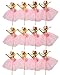 LASLU Cute Ballet Dancer Girls Fairy Peri Dessert Muffin Cupcake Toppers for Picnic Wedding Baby Shower Birthday Party Server(Gold and Pink）
