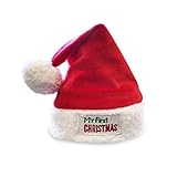JennyGems Babys First Christmas Santa Hat, Embroidered Cuff