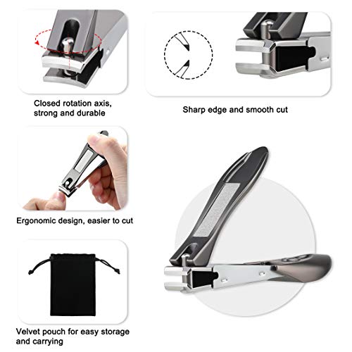Easkep Nail Clippers, 2 pcs Sharp and Durable Nail Clipper Set Anti-splash Fingernail Toenail Nail Cutter Stainless Steel Sturdy Trimmer Set for Men and Women