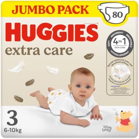 Extra Care, Pannolini Taglia 3 (6-10Kg), Ultra assorbente, Design Disney, Pacco Scorta, 80 Pz