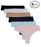 B2BODY 6 Pack Women's Regular & Plus Size Aqua X Performance Thong Panties (3XL)