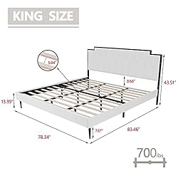 AGARTT Upholstered Platform King Size Bed Frame