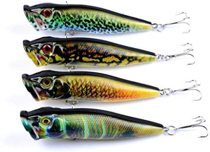 Juemenzhe Water Fishing Lures,Floating Popper,Hard Lures with Strong Hooks,Bass Crankbait 4pcs