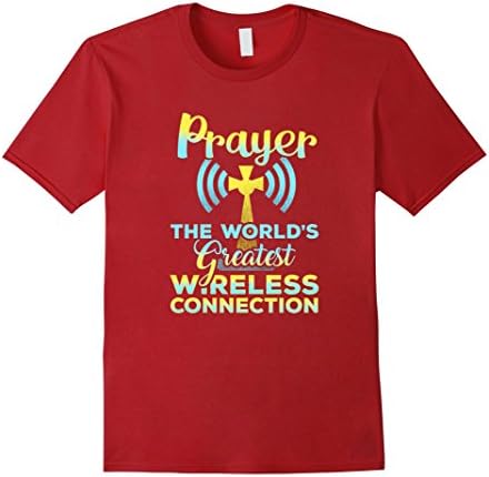 Mens Catholic Christian Prayer Wireless Connection T Shirt XL Cranberry