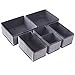 homyfort Clothes Drawer Organizer Dividers, Foldable Closet Dresser Storage Box Bins Cubes Baskets for Underwear Bras Socks Lingerie Baby Clothing, Set of 6 (Grey with Pattern)