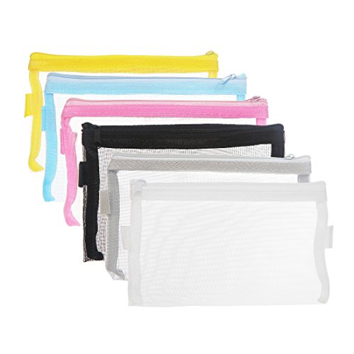 HYFAN Zipper File Envelope Folder Bag Breathable Transparent Mesh Document Pocket A4 Paper Pouch Storage for Office School Supplies ( PVC, 6 colors, A4 size, Pack of 6 ) - Thumbnail 7