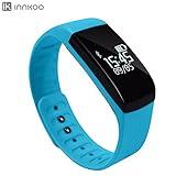 InnKoo Waterproof Activity Tracker, U8 Fitness Tracker Pedometer Watch Steps Calories Counter Smart Bracelet Wristband Sports Band Sleep Tracker, for Women Men Kids Seniors Bluetooth Sync (Blue)