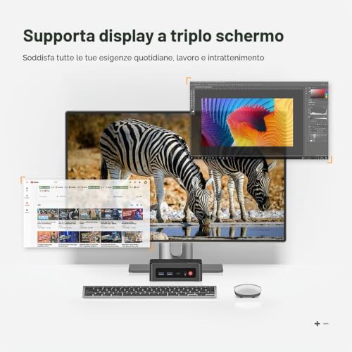 Mini PC BOSGAME E4, Mini Computer Windows 11 Pro con Ryzen 5 3550H (fino a 3,7 GHz), 16 GB DDR4, 512 GB SSD, Supporta Triplo Display 4K, Doppia Ethernet – Efficiente per ufficio e uso quotidiano