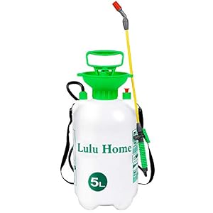 Lulu Home 1.3 Gallon Garden Pump Sprayer, Lawn Pump Water Sprayer with 21.6″ Wand Equipped with Adjustable Shoulder Strap, Automatic Pressure Relief Valve