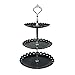 LIONWEI LIONWELI 3-tier Black Silver Plastic Dessert Stand Pastry Stand Cake Stand Cupcake Stand Holder Serving Platter for Party Wedding Home Decor
