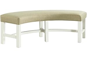 Picket House Furnishings Barrett Round Bench in Natural and White