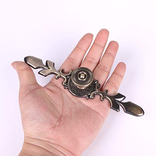 Fvstar Cabinet Knobs Pulls Handles Vintage Rustic Antique Farmhouse Kitchen Drawer Door Knob with Plate Home Office Cupboard(Green Bronze,5pcs Large)