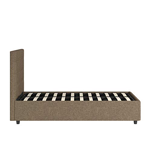 DHP Cambridge Upholstered Faux Leather Platform Bed with Wooden Slat Support and Under Bed