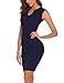 Naggoo Women's Business Wear To Work Sleeveless V Neck Bodycon Pencil Dress, Navy Blue, 4/6
