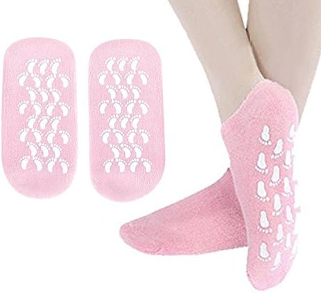 FOCUSAIRY Moisturizing Spa Gel Socks for Softening Cracked Skin Moisturizing Foot Care Dry Heel (Pink)