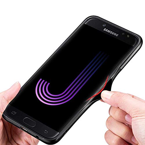 Mobiclonics Toughened Glass with Shockproof TPU Bumper Back Case Cover for Samsung Galaxy J7 Pro (Black)