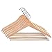 Tosnail Natural Wooden Suit Hangers, Wood Coat Hangers Pant Hangers with Locking Bar - 6 Pack