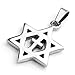 Jovivi Mens Stainless Steel Star of David with Cross Pendant Necklace, Silver Color, 24 inch Chain
