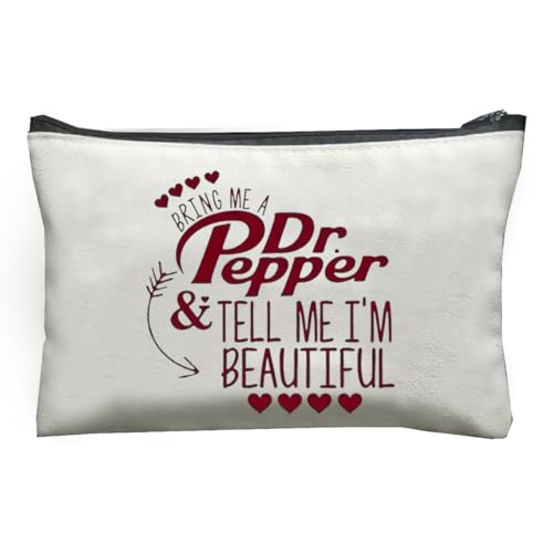 Dr Pepper Humor Themed Canvas Toiletry Bag,Minimalist Design,Lightweight Cosmetic Pouch with Durable Zipper Closure,Versatile Makeup Case for Travel, Holiday Gift Multipurpose Organizer