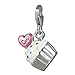 SilberDream Charm cupcake white and pink enameled 925 Sterling Silver Pendant FC815W