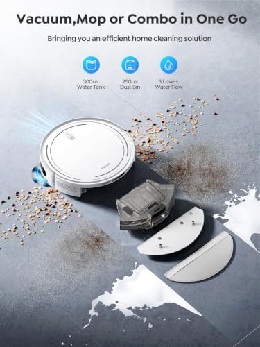 Robot Vacuum and Mop, 3-in-1 Robotic Vacuum Cleaner with Schedule, 5000Pa Suction, LiDAR Navigation & Smart Mapping, 150 Mins Max, Ultra-Slim, App/Alexa Control for Pet Hair/Hard Floor/Low-pile Carpet