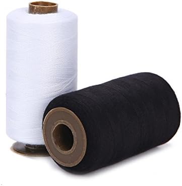 Kivvo Black and White Basic Assorted Colors Polyester Sewing Thread Kit Multi Colors Large Spool 1000 Yards Each with Stand Bobbins Set Pack in Bulk for Sewing Machines (1000 yards, white&black)