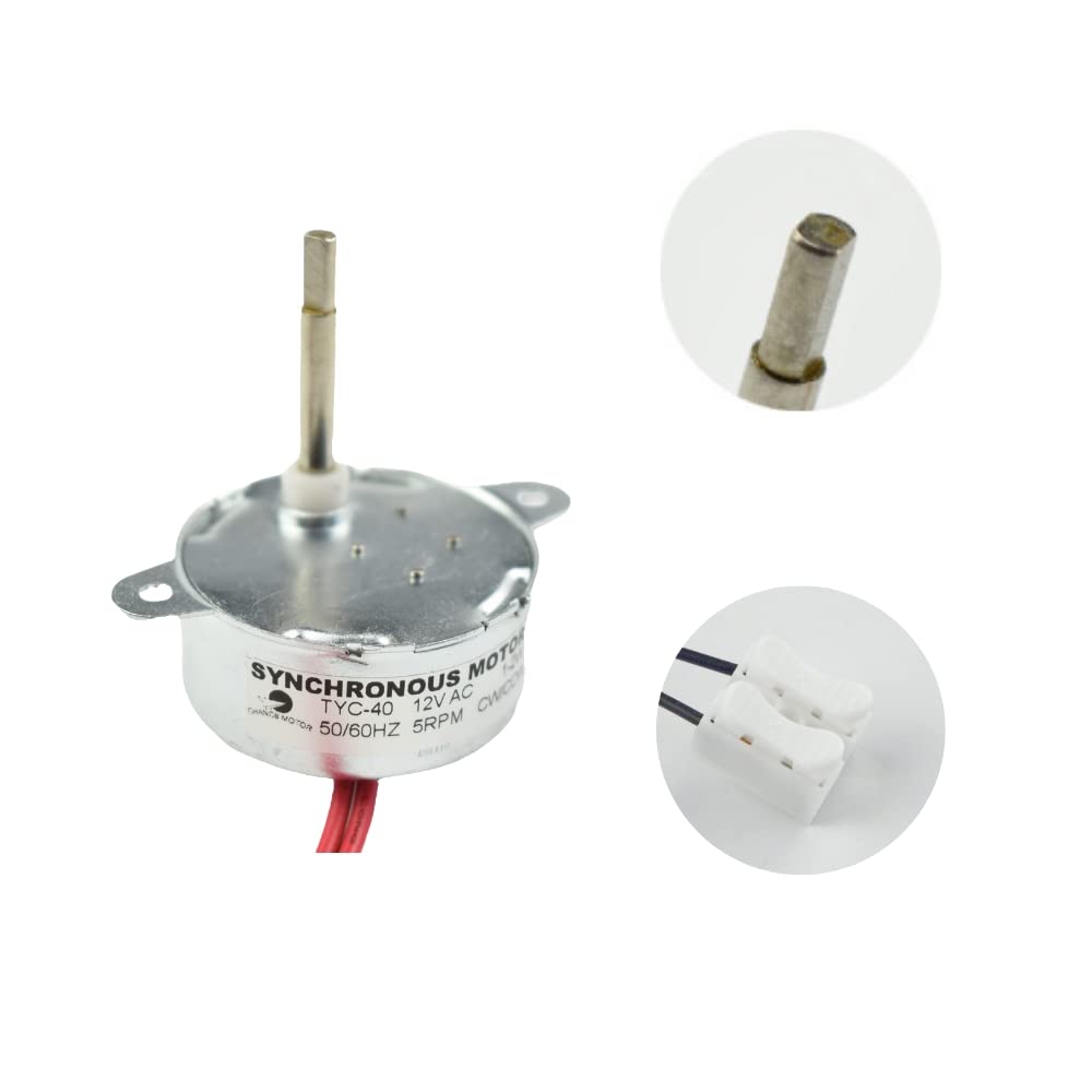 CHANCS Shaft Length 35MM TYC-40 Small Motor 12V AC Synchronous Motor 5RPM Flat Shaft for Fiber Optic Light Christmas Ornamen