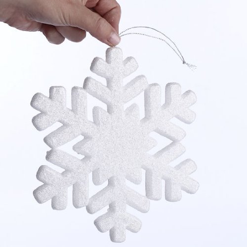 Factory Direct Craft Set of 6 Sparkling White Glitter Snowflakes Holiday Decorations