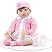 Aori Realistic Reborn Baby Doll 22 Inch Lifelike Weighted Reborn Baby Girl Doll with White Bear Accessories