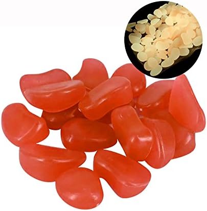 KXN 100Pack Glow in the Dark Garden Pebbles for Walkways/Outdoor Decor/Aquarium/Fish Tank, Outdoor Garden Decorative Stones, Assorted Color (Red - Beige)